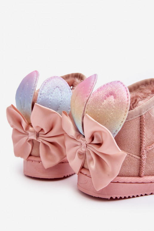 Gewärmte Schneestiefel für Kinder mit Bändern in Rosa Meriva