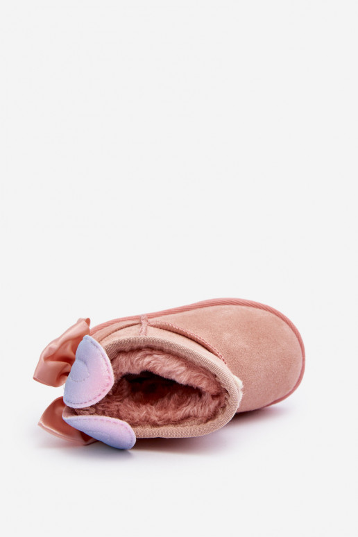 Gewärmte Schneestiefel für Kinder mit Bändern in Rosa Meriva