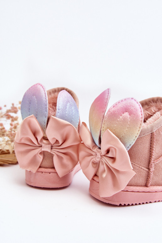 Bottes de neige chauffées pour enfants avec rubans rose Meriva