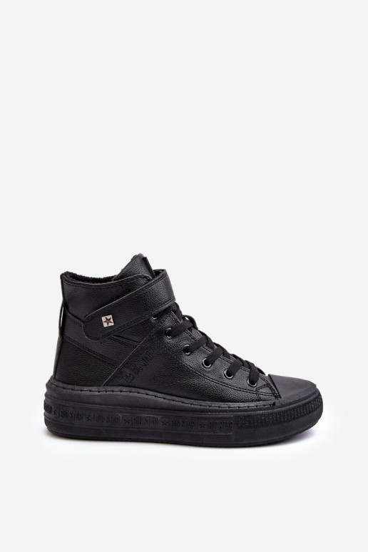 Vrijetijdsschoenen verwarmd met platform Big Star zwarte kleur MM274008