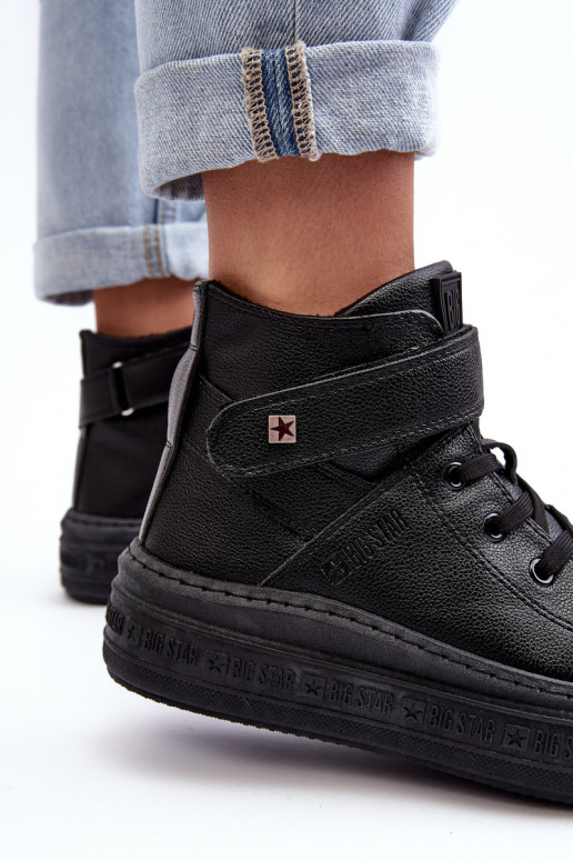 Vrijetijdsschoenen verwarmd met platform Big Star zwarte kleur MM274008