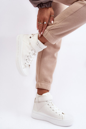 Verwarmde vrijetijdsschoenen met platform Big Star witte kleur MM274006 2