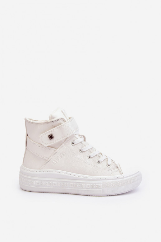 Verwarmde vrijetijdsschoenen met platform Big Star witte kleur MM274006