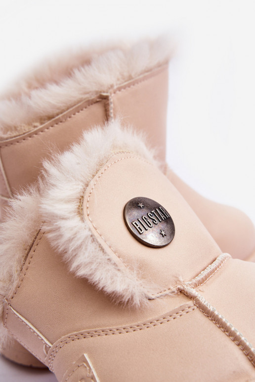 Kindersnowboots verwarmd met bont aan de binnenkant beige Big Star MM374084 Kindersnowboots verwarmd met bont aan de binnenkant beige Big Star MM374084