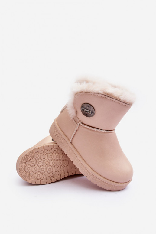 Kindersnowboots verwarmd met bont aan de binnenkant beige Big Star MM374084 Kindersnowboots verwarmd met bont aan de binnenkant beige Big Star MM374084