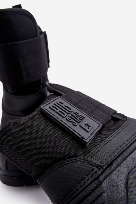 Kindersnowboots met zelfklevende sluitingen verwarmd zwart Big Star MM374122 Kindersnowboots met zelfklevende sluitingen verwarmd zwart Big Star MM374122