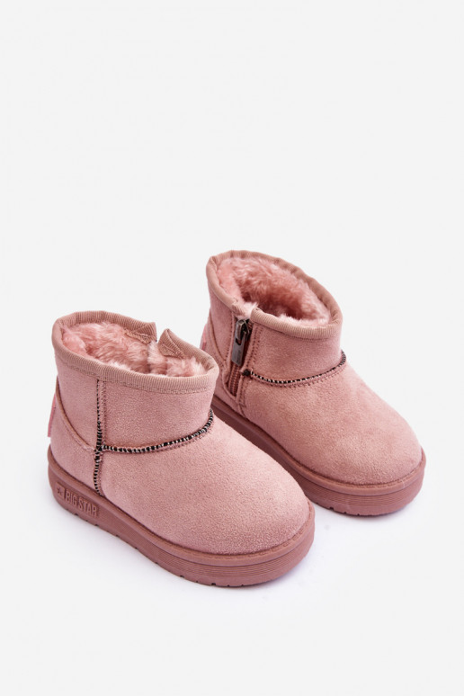 Bottes de neige pour enfants chauffées avec fermetures éclair rose Big Star MM374101 Bottes de neige pour enfants chauffées avec fermetures éclair rose Big Star MM374101