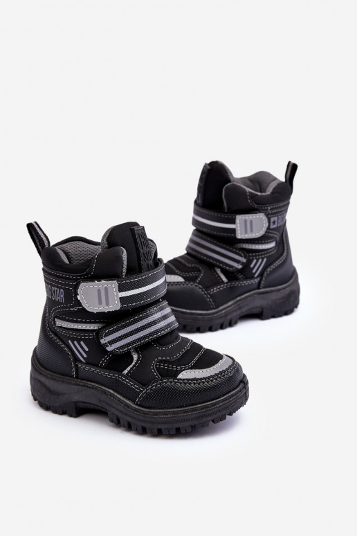 Bottes de neige chauffantes enfant à fermetures adhésives noir Big Star MM374129