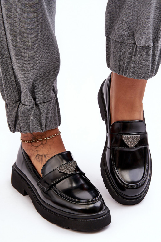 chaussures Mocassins à talons larges de couleur noir Venla chaussures Mocassins à talons larges de couleur noir Venla