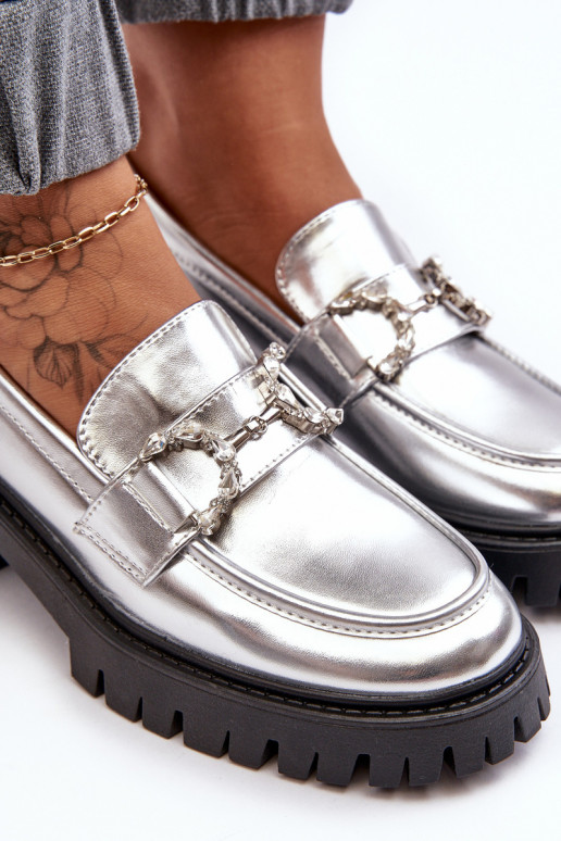 chaussures à talon large de couleur argentée Lemmitty chaussures à talon large de couleur argentée Lemmitty