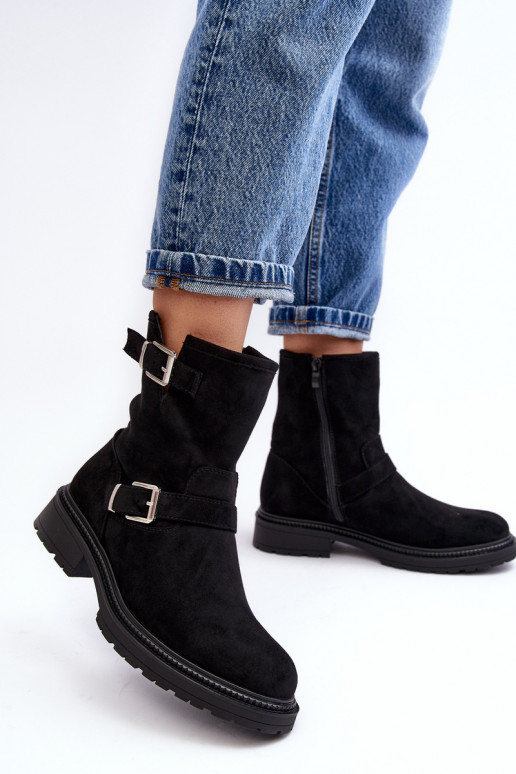 Bottines à talon large et boucle pour femme Bliggore - Noir Bottines à talon large et boucle pour femme Bliggore - Noir