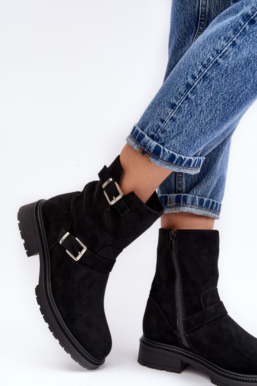 Bottines à talon large et boucle pour femme Bliggore - Noir Bottines à talon large et boucle pour femme Bliggore - Noir