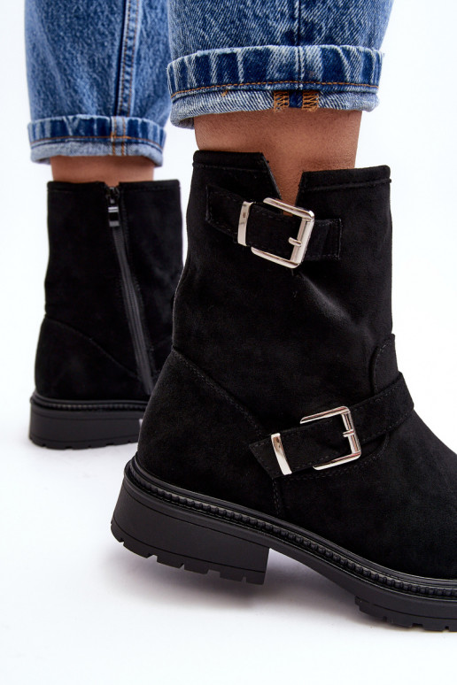 Bottines à talon large et boucle pour femme Bliggore - Noir Bottines à talon large et boucle pour femme Bliggore - Noir