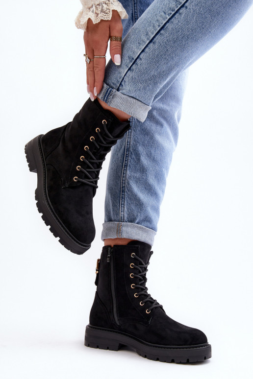 bottes avec fermetures éclair de couleur noire Ninsuni