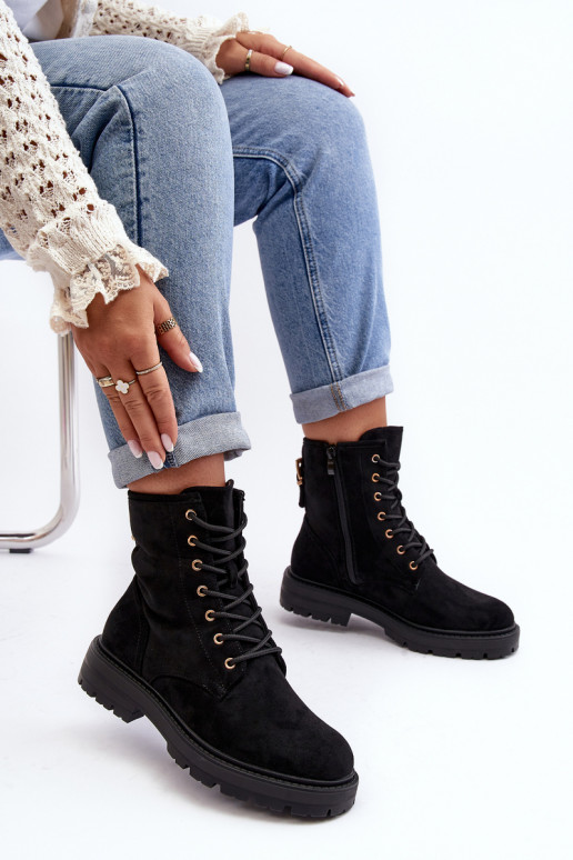 bottes avec fermetures éclair de couleur noire Ninsuni
