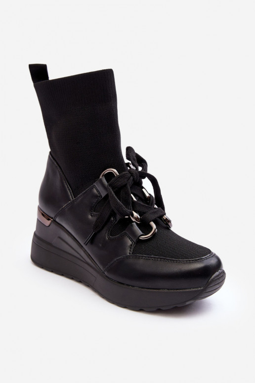 Bottines à semelle type chaussette de couleur noire Helladina