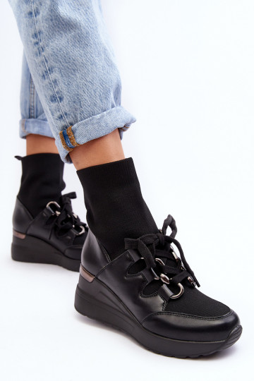 Bottines à semelle type chaussette de couleur noire Helladina 2