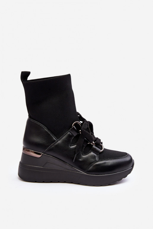 Bottines à semelle type chaussette de couleur noire Helladina Bottines à semelle type chaussette de couleur noire Helladina