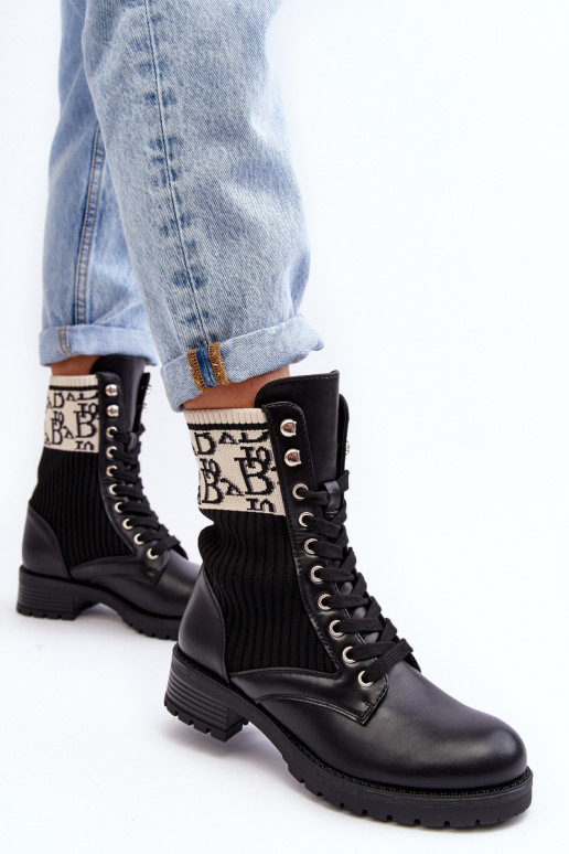 bottes à semelle type chaussette de couleur noire Hakina bottes à semelle type chaussette de couleur noire Hakina