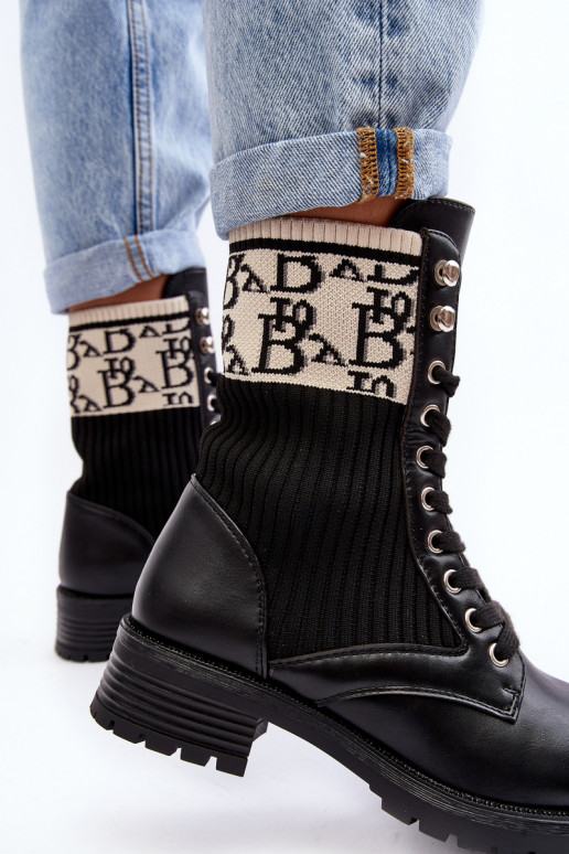 bottes à semelle type chaussette de couleur noire Hakina bottes à semelle type chaussette de couleur noire Hakina