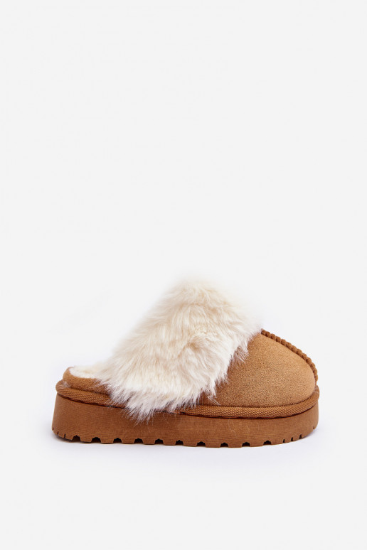 Chaussons enfant avec fourrure marron Birasta