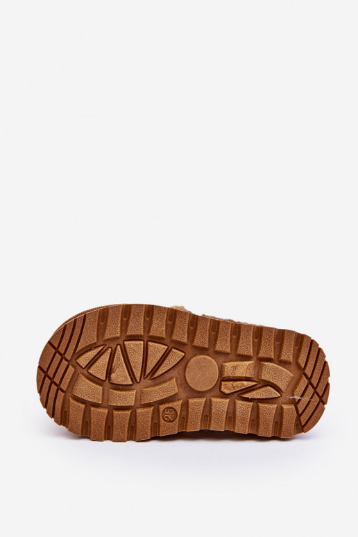 Chaussons enfant avec fourrure marron Birasta
