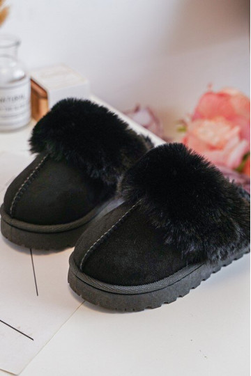 Chaussons pour enfants avec fourrure de couleur noire Birasta 2