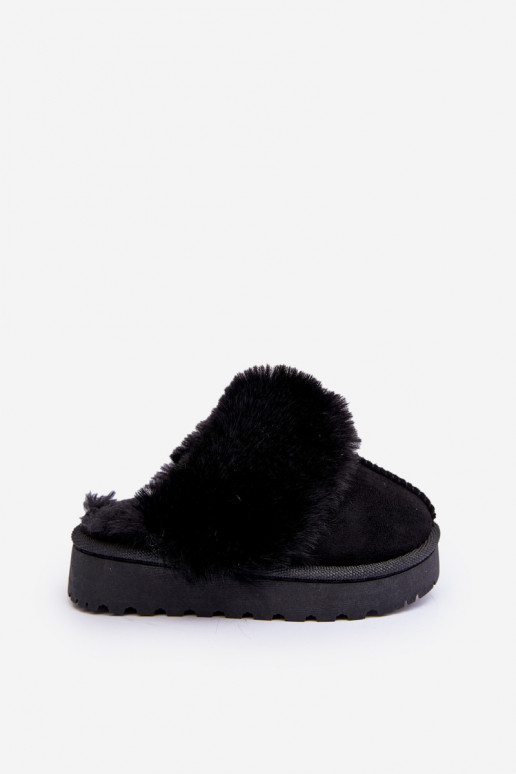 Chaussons pour enfants avec fourrure de couleur noire Birasta