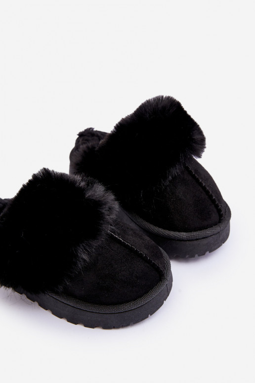 Chaussons pour enfants avec fourrure de couleur noire Birasta