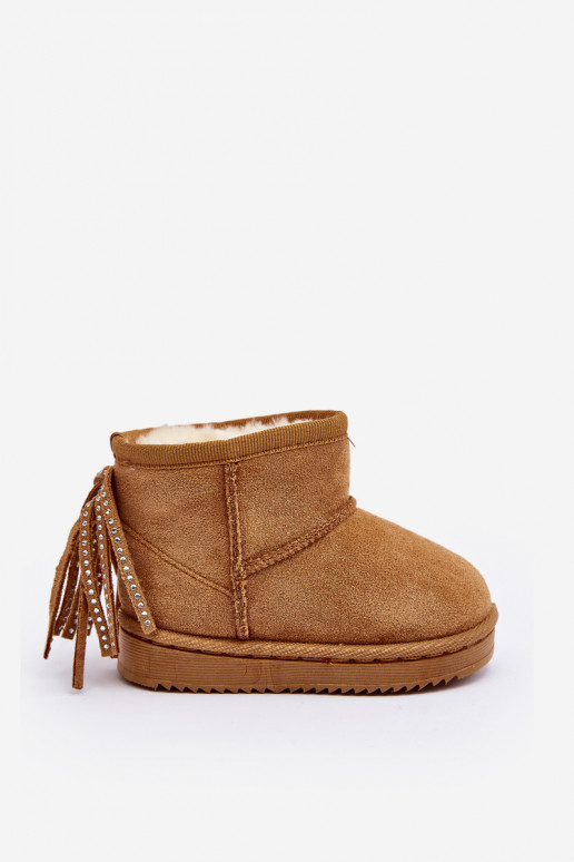 Bottes d'hiver chaudes pour enfants à franges de couleur marron Mikyla