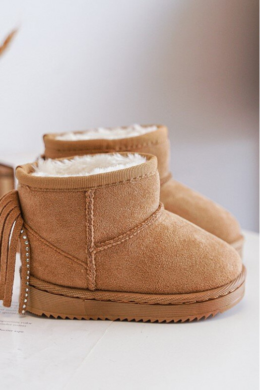 Bottes d'hiver chaudes pour enfants à franges de couleur marron Mikyla