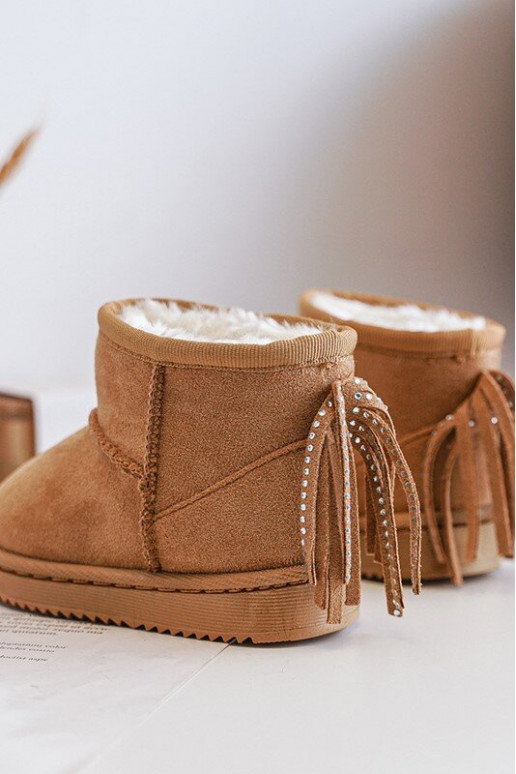 Bottes d'hiver chaudes pour enfants à franges de couleur marron Mikyla