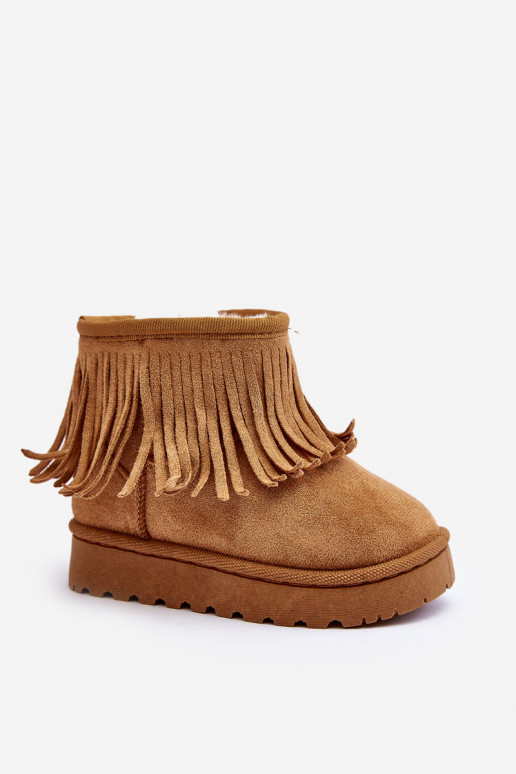 Bottes de neige réchauffées pour enfants i Frędzlami couleur marron Nimia