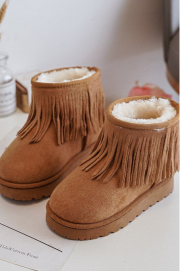 Gewärmte Schneestiefel für Kinder i Frędzlami braune Farbe Nimia 2