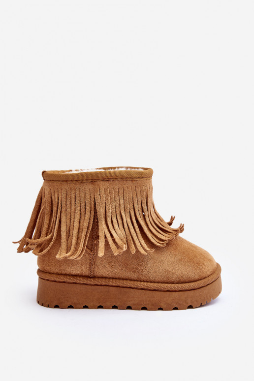 Gewärmte Schneestiefel für Kinder i Frędzlami braune Farbe Nimia