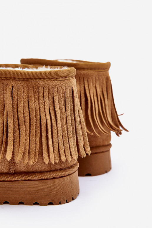 Gewärmte Schneestiefel für Kinder i Frędzlami braune Farbe Nimia