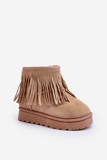 erwärmte Schneestiefel für Kinder i Frędzlami beige Nimia