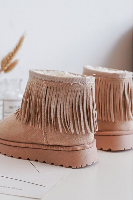 erwärmte Schneestiefel für Kinder i Frędzlami beige Nimia