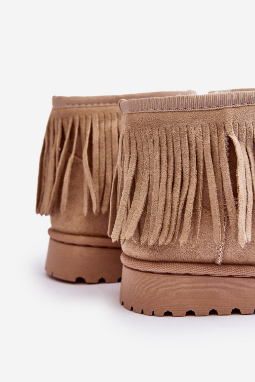 erwärmte Schneestiefel für Kinder i Frędzlami beige Nimia