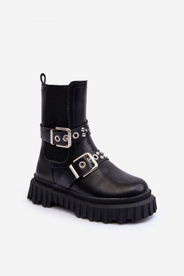 bottes élégantes avec fermetures éclair couleur noire pour enfants Adeneia