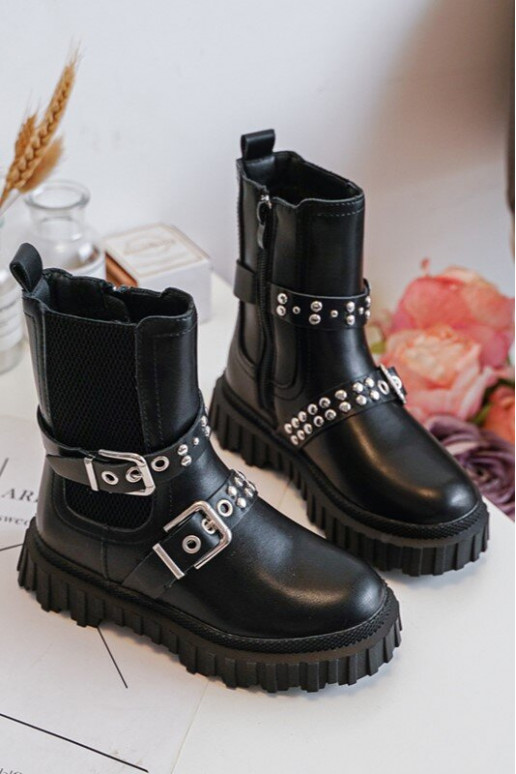bottes élégantes avec fermetures éclair couleur noire pour enfants Adeneia