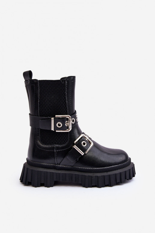 Stilvolle Stiefel mit Reißverschlüssen für Kinder in der schwarzen Farbe Adeneia