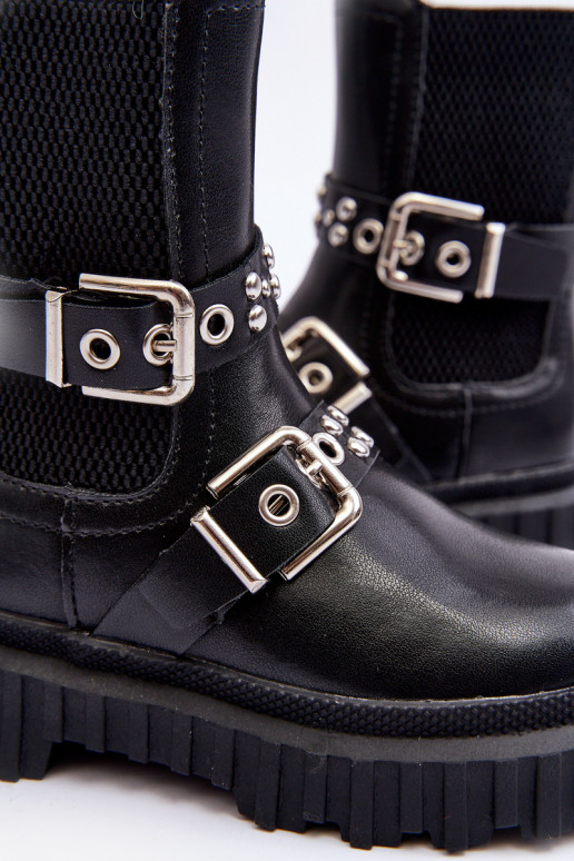 Stilvolle Stiefel mit Reißverschlüssen für Kinder in der schwarzen Farbe Adeneia