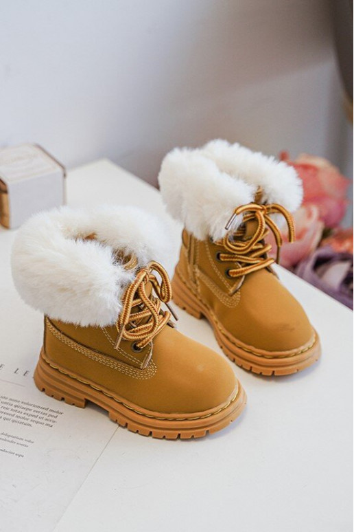 Bottines à lacets pour enfants avec fermetures éclair et fourrure marron Gerande Bottines à lacets pour enfants avec fermetures éclair et fourrure marron Gerande