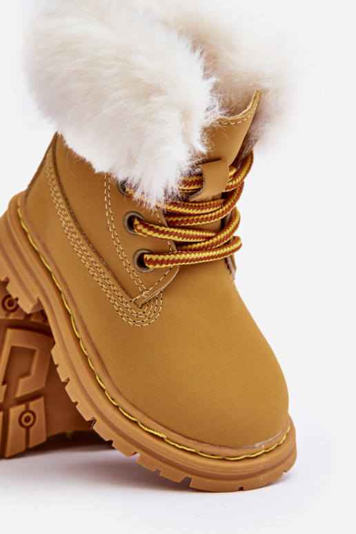 Bottines à lacets pour enfants avec fermetures éclair et fourrure marron Gerande