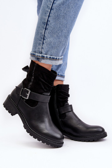 Bottines à talons larges avec boucles de couleur noire Cillolis 2