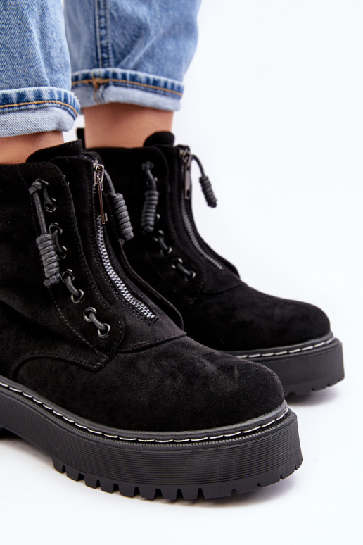 suède schoenen Dames enkellaarsjes met massieve zolen met ritsen in zwarte kleur Edivam suède schoenen Dames enkellaarsjes met massieve zolen met ritsen in zwarte kleur Edivam