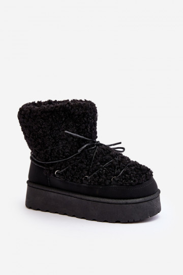 Bottines d'hiver à lacets avec semelle massive de couleur noire Loso