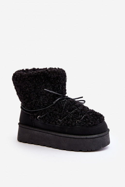 Bottines d'hiver à lacets avec semelle massive de couleur noire Loso