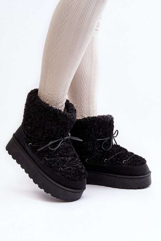 Schnür-Winterstiefel mit massiver Sohle in der schwarzen Farbe Loso